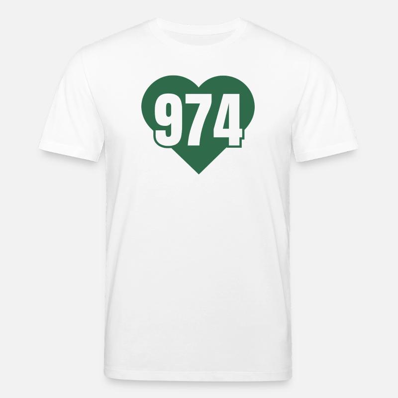 Coeur 974 Code Vert - T-shirt bio CREATOR Stanley/Stella Unisexe - blanc