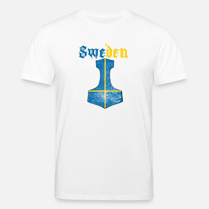 Schweden Flagge – Mjölnir Thorhammer Design - Stanley/Stella Unisex Bio-T-Shirt CREATOR - Weiß
