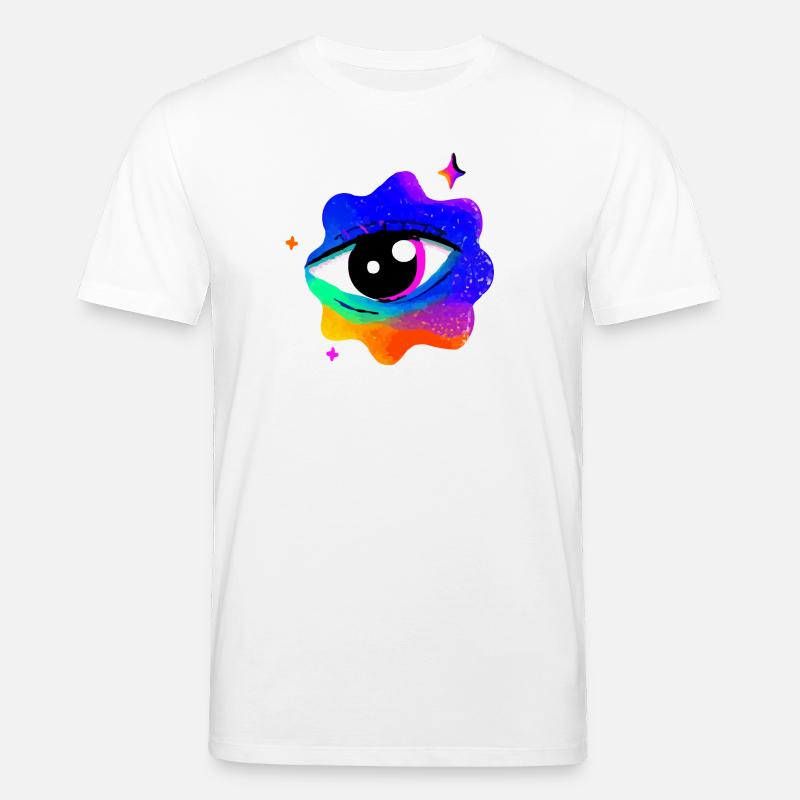 Nébuleuse de l’œil arc-en-ciel vif - T-shirt bio CREATOR Stanley/Stella Unisexe - blanc