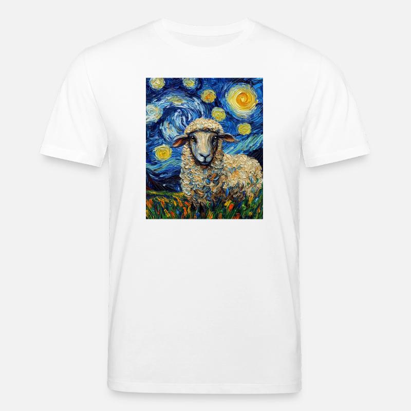 Mouton style Van Gogh Nuit étoilée - T-shirt bio CREATOR Stanley/Stella Unisexe - blanc