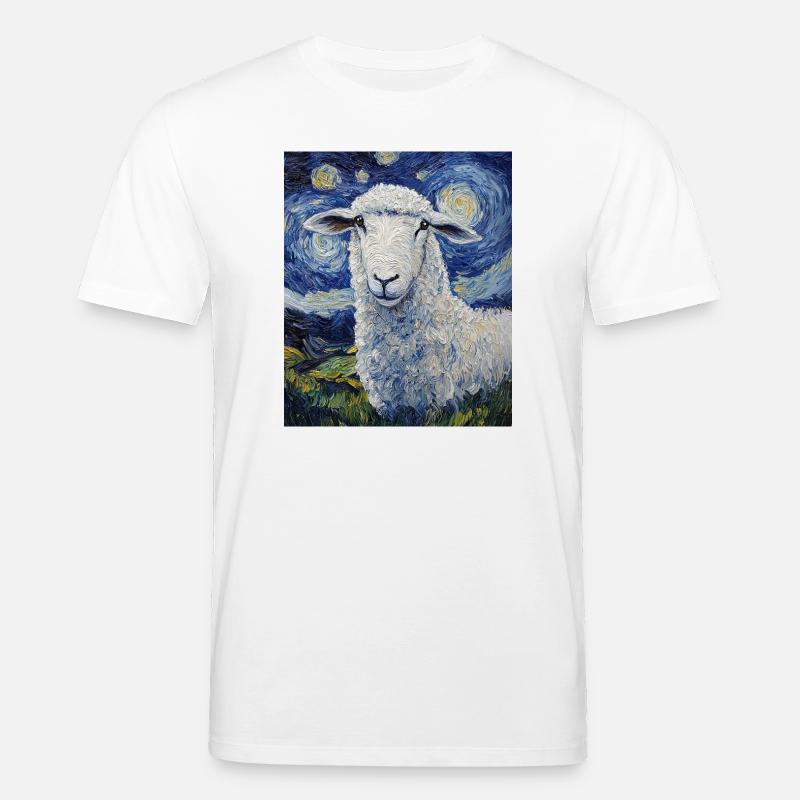 Mouton style Van Gogh Nuit étoilée - T-shirt bio CREATOR Stanley/Stella Unisexe - blanc
