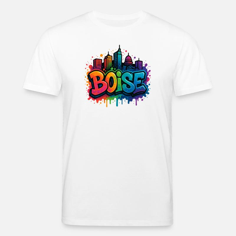 Skyline de graffitis de Boise - T-shirt bio CREATOR Stanley/Stella Unisexe - blanc