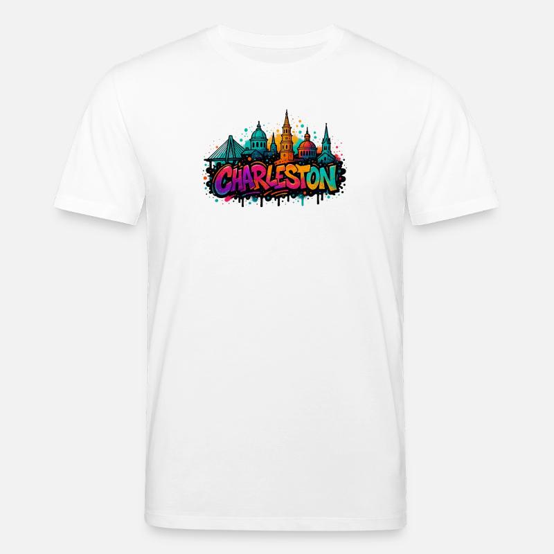 Charleston Graffiti Skyline - T-shirt bio CREATOR Stanley/Stella Unisexe - blanc