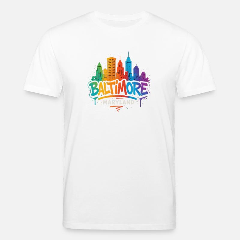 Baltimore Skyline Graffiti - T-shirt bio CREATOR Stanley/Stella Unisexe - blanc