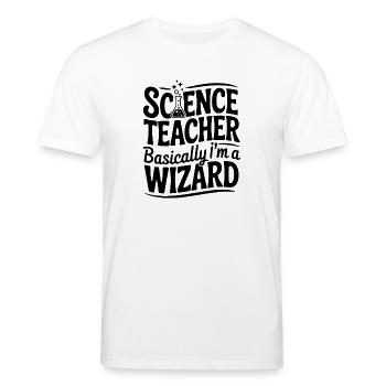 Naturwissenschaftslehrer Im Grunde bin ich ein Zauberer - Stanley/Stella Unisex Bio-T-Shirt CREATOR  - Weiß - Vorne - Alina (178cm) & Michal (187cm)