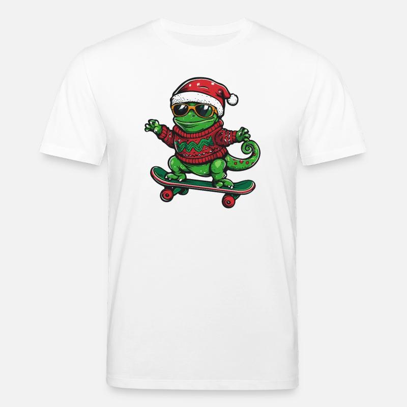 Caméléon Noël drôle - T-shirt bio CREATOR Stanley/Stella Unisexe - blanc