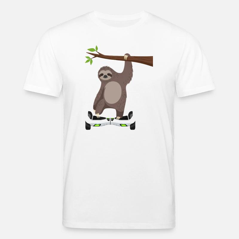 Faultier chillen Hoverboard Cartoon Technik Gleich - Stanley/Stella Unisex Bio-T-Shirt CREATOR  - Weiß