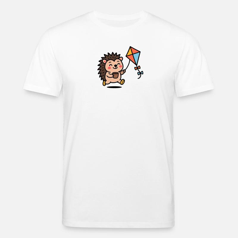 Hérisson avec cerf-volant et tasse - T-shirt bio CREATOR Stanley/Stella Unisexe - blanc