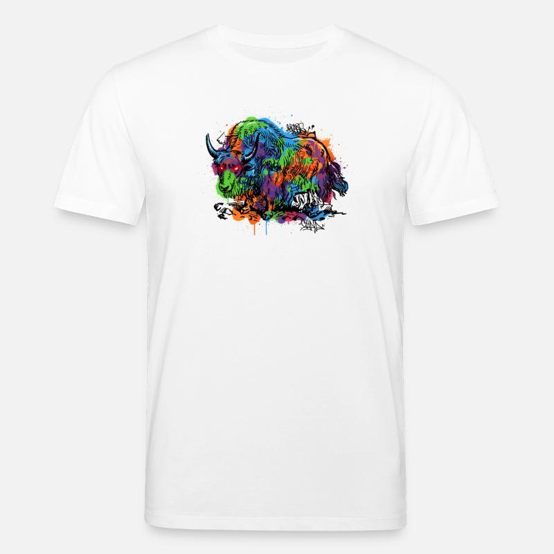 Rainbow Yak Graffiti Pattern - Stanley/Stella CREATOR Unisex Organic T-Shirt - white