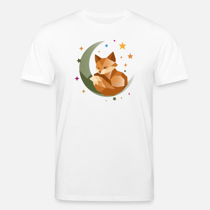 Sleeping Fox on the Moon – Geometric - Stanley/Stella CREATOR Unisex Organic T-Shirt - white