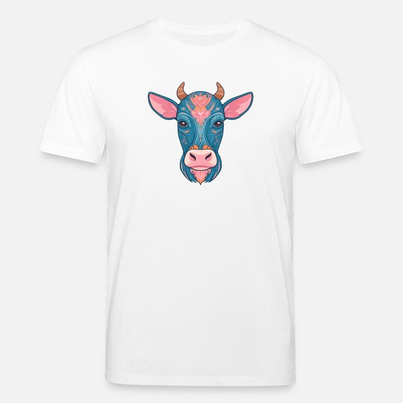 Blumige blaue Kuh - Stanley/Stella Unisex Bio-T-Shirt CREATOR  - Weiß
