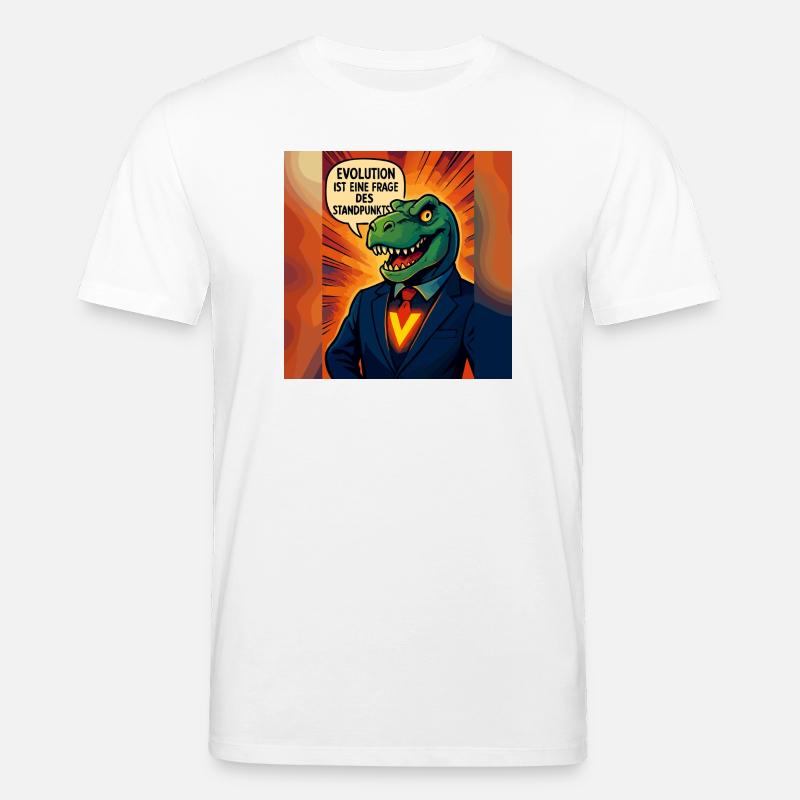 Dino im Anzug – Evolution ist Ansichtssache - Stanley/Stella Unisex Bio-T-Shirt CREATOR  - Weiß
