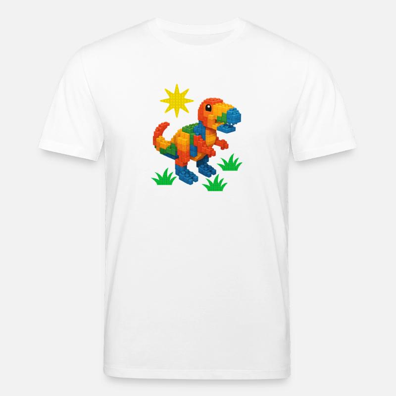 Dinosaur Made Of Bricks Creative Block Builder - Stanley/Stella CREATOR Unisex Organic T-Shirt - white