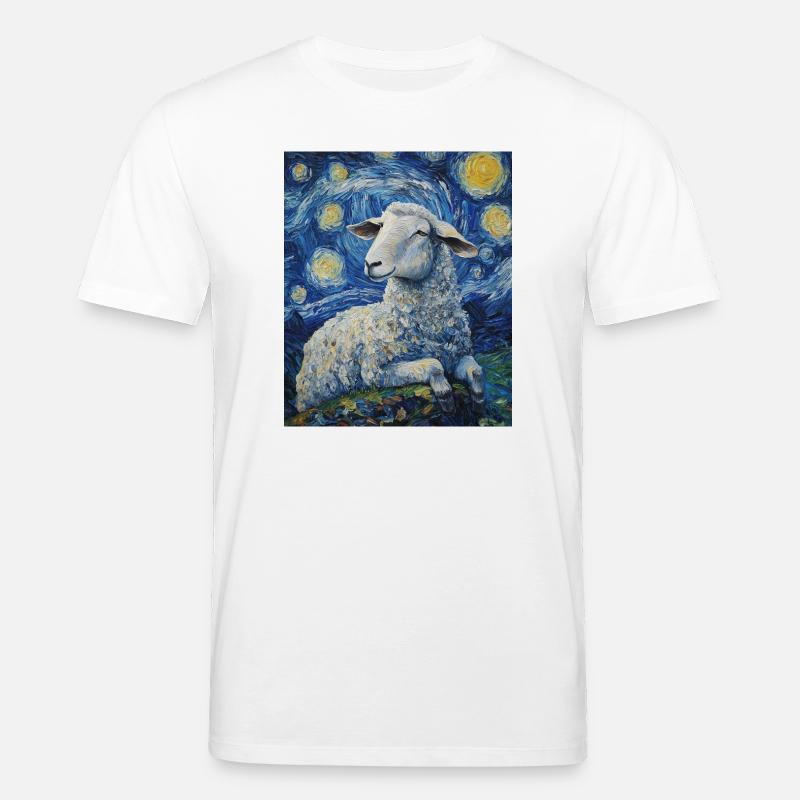 Schaf Van Gogh Style Starry Night - Stanley/Stella Unisex Bio-T-Shirt CREATOR  - Weiß