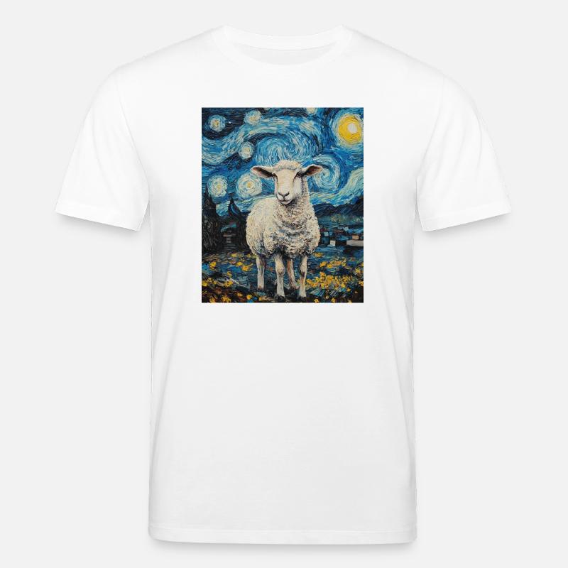 Schaf Van Gogh Style Starry Night - Stanley/Stella Unisex Bio-T-Shirt CREATOR - Weiß