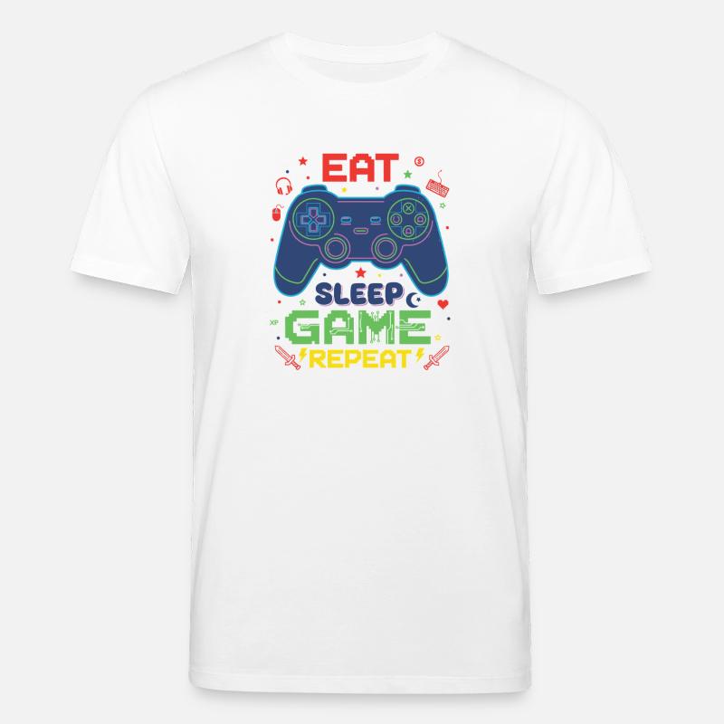 Eat Sleep Game Repeat Neon Controller - Stanley/Stella Unisex Bio-T-Shirt CREATOR  - Weiß