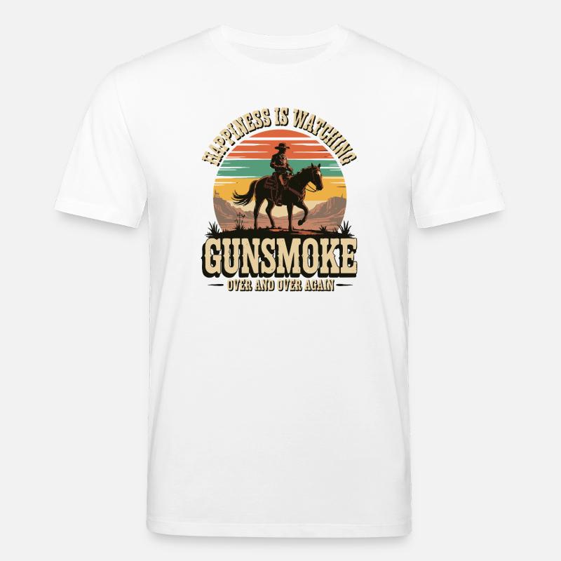 Télévision western classique - Cowboy Sunset Design - T-shirt bio CREATOR Stanley/Stella Unisexe - blanc