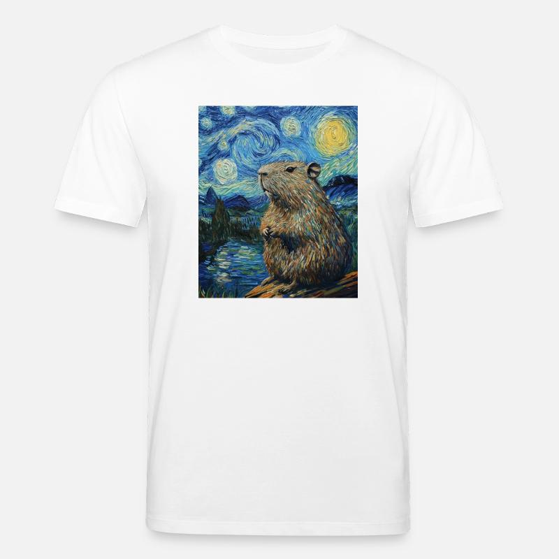 Capybara Van Gogh Style Starry Night - Stanley/Stella Unisex Bio-T-Shirt CREATOR  - Weiß