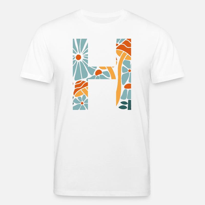 Buchstabe h groovige Blumen Geschenkidee - Stanley/Stella Unisex Bio-T-Shirt CREATOR  - Weiß