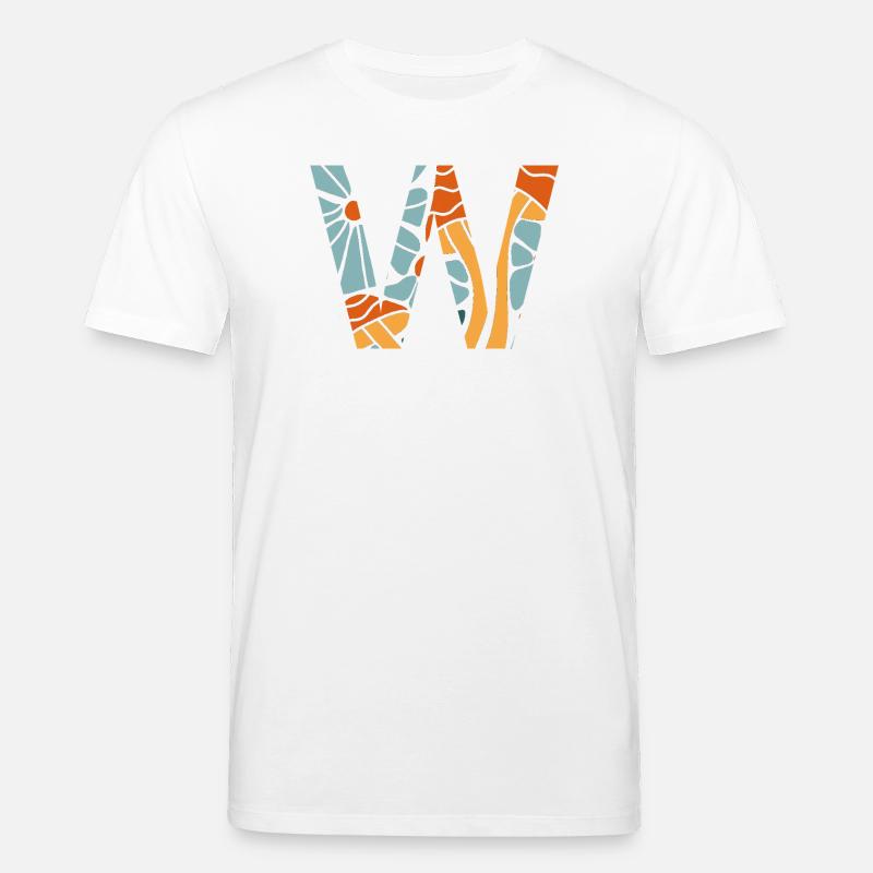 Buchstabe w groovy Blumen Geschenkidee - Stanley/Stella Unisex Bio-T-Shirt CREATOR - Weiß