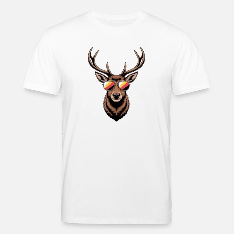 Hirsch mit Geweih und Sonnenbrille - Stanley/Stella Unisex Bio-T-Shirt CREATOR  - Weiß