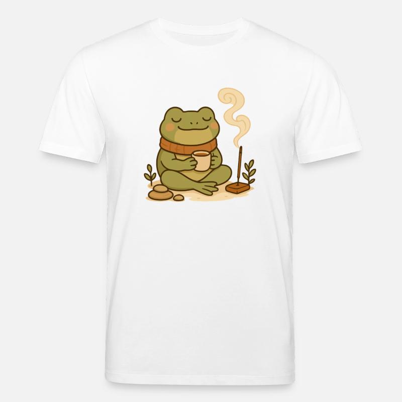 Achtsamer Frosch mit Tee & Räucherstäbchen - Stanley/Stella Unisex Bio-T-Shirt CREATOR - Weiß