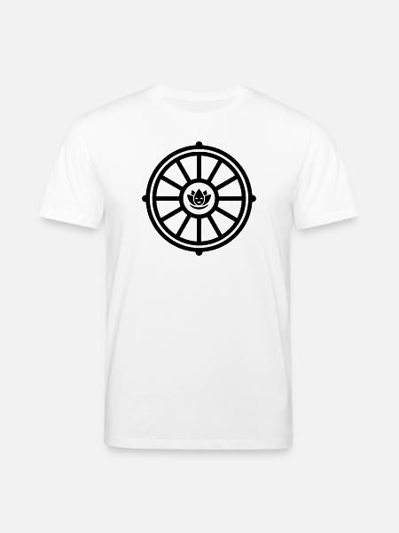 Dharma Wheel with Lotus | Buddhism Symbol - Stanley/Stella CREATOR Unisex Organic T-Shirt - white