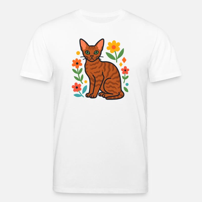 Devon Rex' Katze in der Blumenparade - Stanley/Stella Unisex Bio-T-Shirt CREATOR  - Weiß