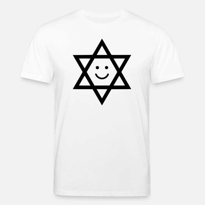 Lustiger Davidstern mit Smiley Gesicht - Stanley/Stella Unisex Bio-T-Shirt CREATOR  - Weiß
