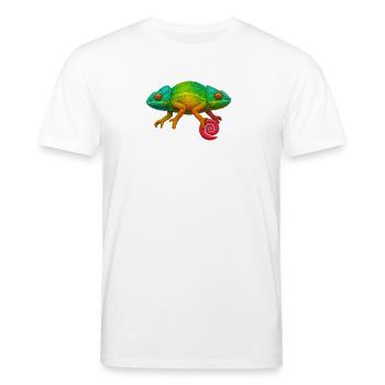 Regenbogen Chamäleon Lolli - Stanley/Stella Unisex Bio-T-Shirt CREATOR  - Weiß - Vorne - Alina (178cm) & Michal (187cm)