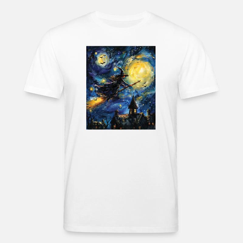 Sorcière Van Gogh Nuit étoilée - T-shirt bio CREATOR Stanley/Stella Unisexe - blanc