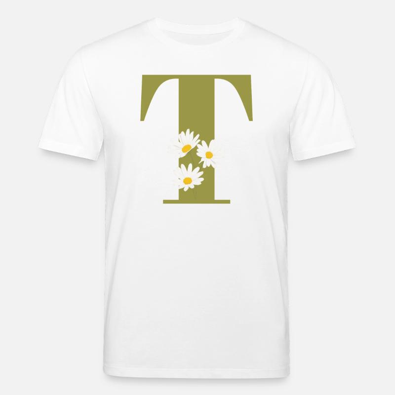 Buchstabe t grüne Gänseblümchen - Stanley/Stella Unisex Bio-T-Shirt CREATOR  - Weiß