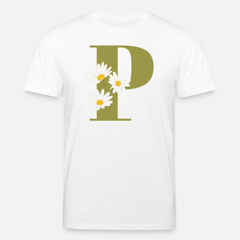 Grüne Gänseblümchen Buchstabe p - Stanley/Stella Unisex Bio-T-Shirt CREATOR  - Weiß