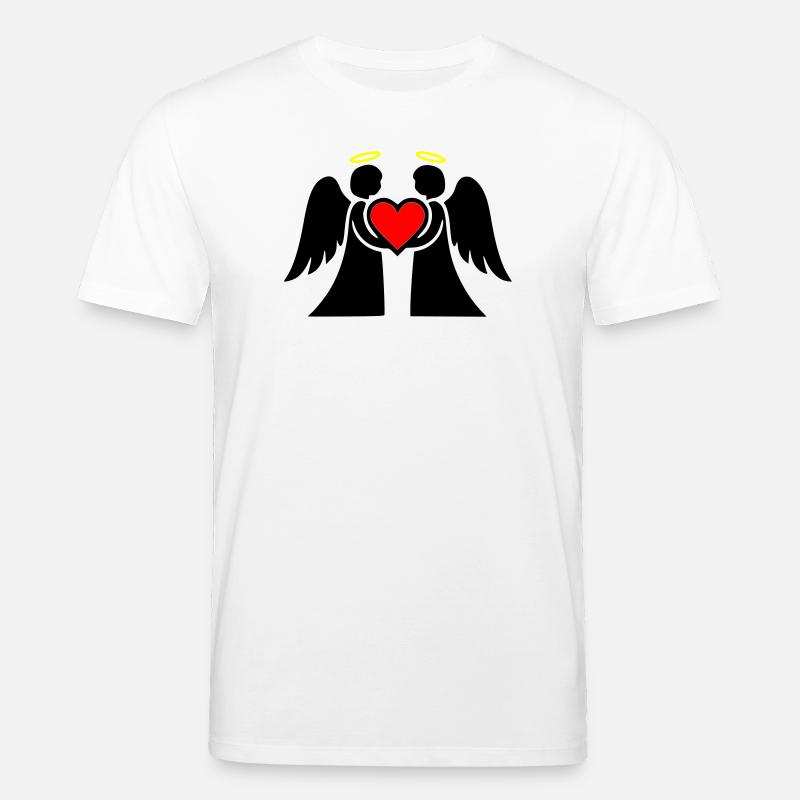 Engel Paar mit Herz Piktogramm - Stanley/Stella Unisex Bio-T-Shirt CREATOR - Weiß