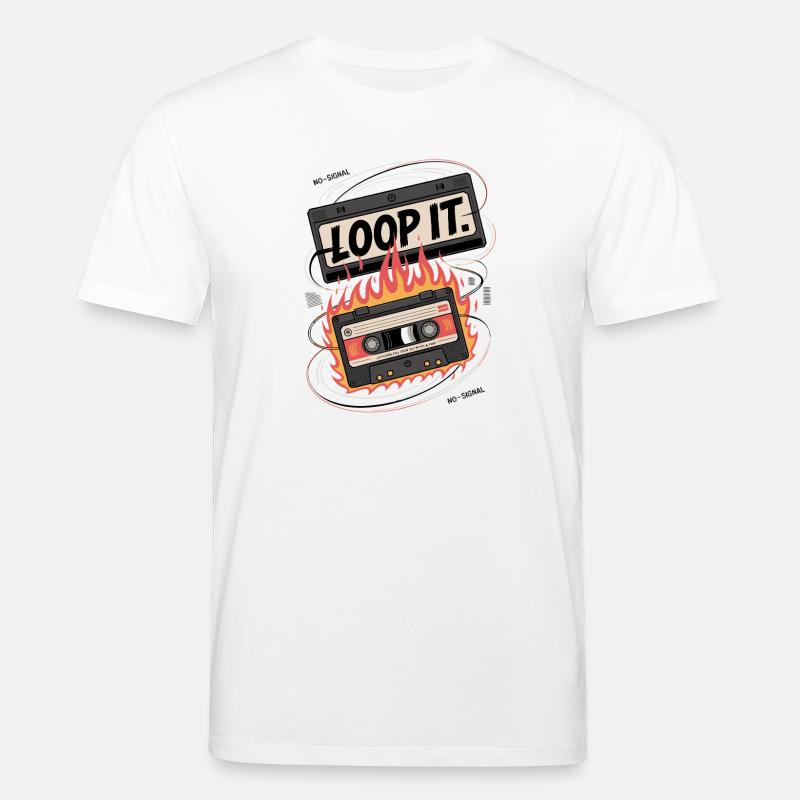 Loop It Flames Cassette - Stanley/Stella CREATOR Unisex Organic T-Shirt - white