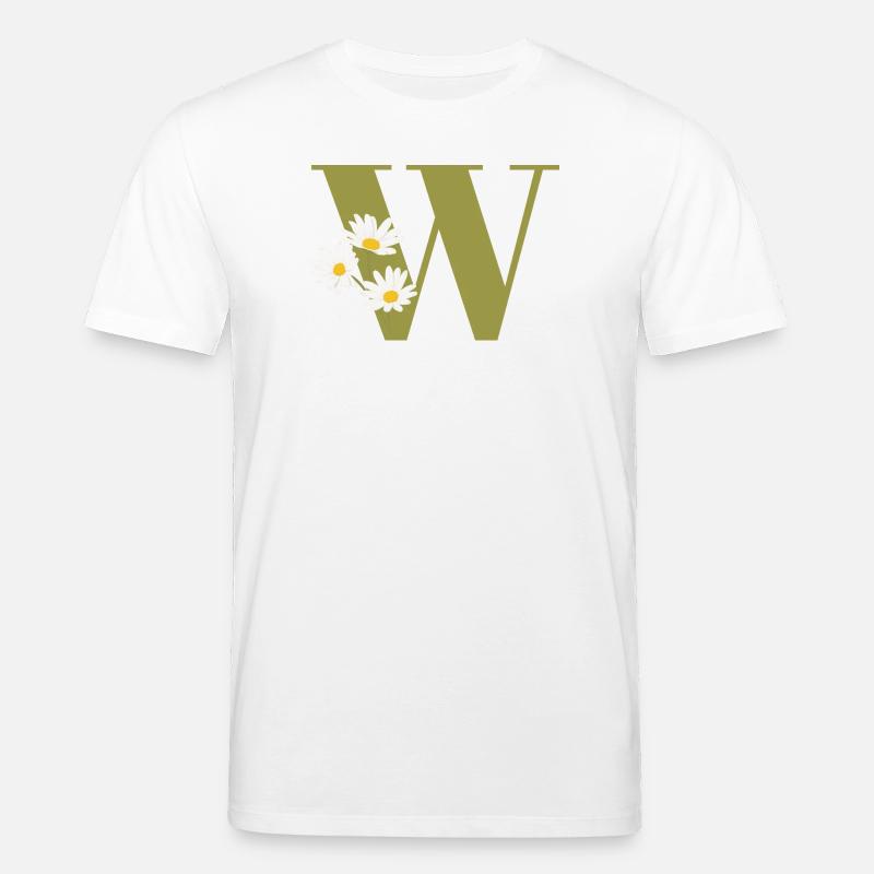 Buchstabe w Grüne Gänseblümchen - Stanley/Stella Unisex Bio-T-Shirt CREATOR  - Weiß