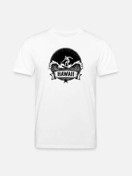 Hawaii Surfer Surfer sur Pacific Wave - T-shirt bio CREATOR Stanley/Stella Unisexe - blanc