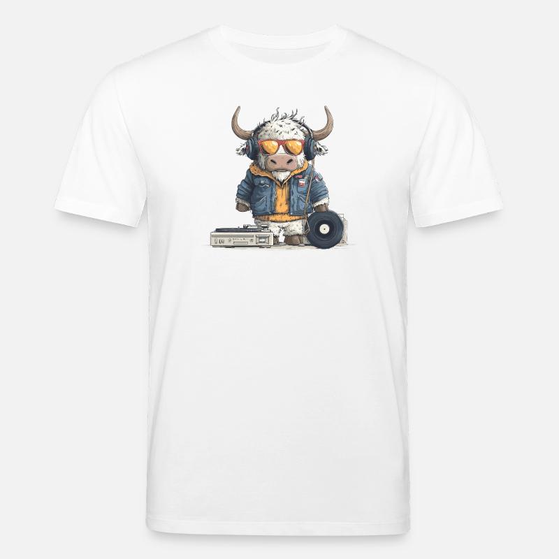 Stier DJ mit Kopfhörer - Stanley/Stella Unisex Bio-T-Shirt CREATOR  - Weiß