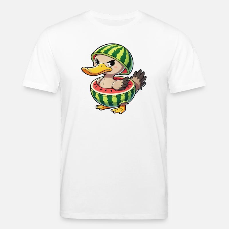 Grumpy duck with watermelon summer design - Stanley/Stella CREATOR Unisex Organic T-Shirt - white