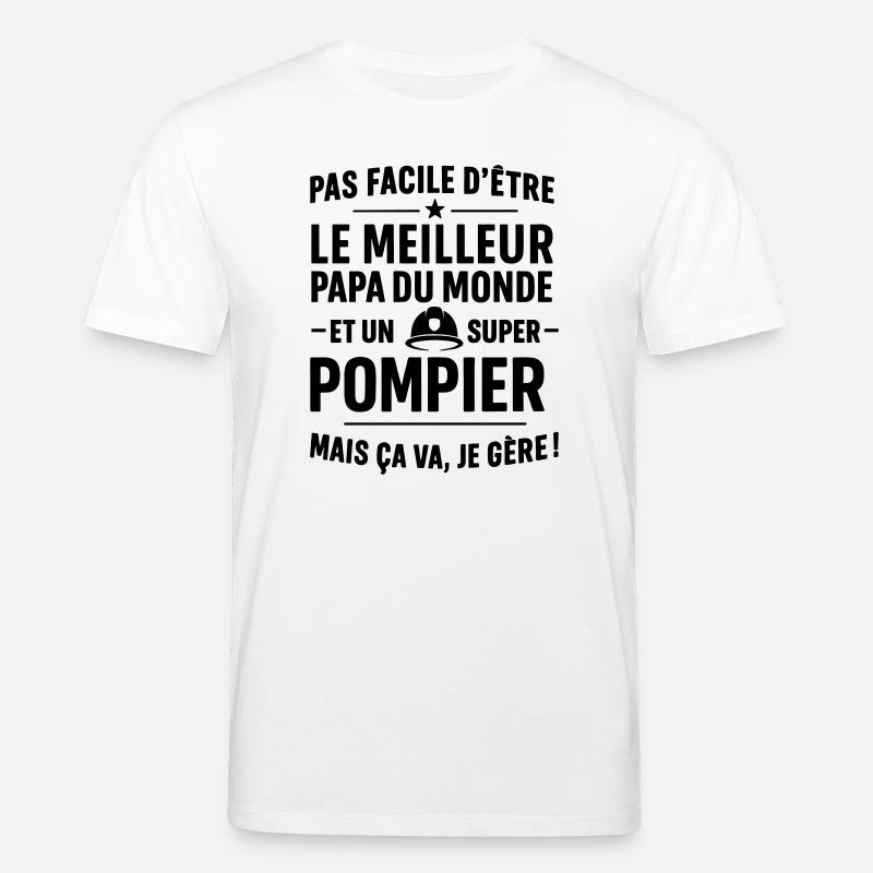 Pompier – Super Papa Pompier - T-shirt bio CREATOR Stanley/Stella Unisexe - blanc