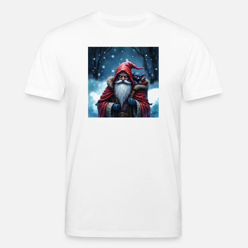 Weihnachtsmann Zauberer mit blauer Katze - Stanley/Stella Unisex Bio-T-Shirt CREATOR  - Weiß