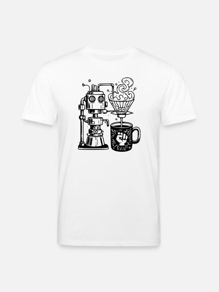 Grind or Die: Robot Chef for baristaer - Stanley/Stella CREATOR økologisk unisex-T-shirt - hvid