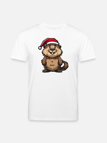 Beaver Christmas - Stanley/Stella CREATOR Unisex Organic T-Shirt - white