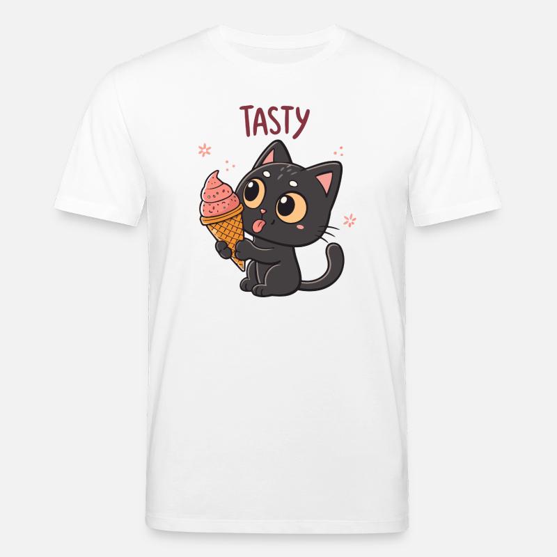 Gourmet-Katze und Eiscreme - Stanley/Stella Unisex Bio-T-Shirt CREATOR  - Weiß
