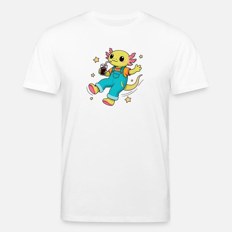 Axolotl joyeux flottant dans l'espace - T-shirt bio CREATOR Stanley/Stella Unisexe - blanc