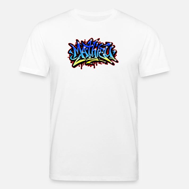 Mathieu Graffiti Druckbar Blau Gelb - Stanley/Stella Unisex Bio-T-Shirt CREATOR  - Weiß