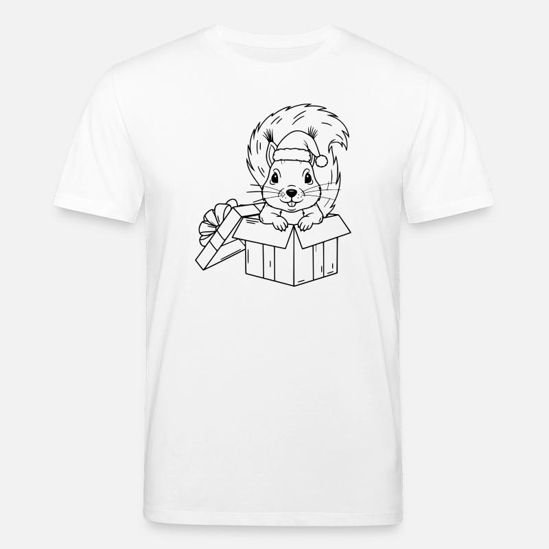 Süßes Weihnachts-Eichhörnchen in Geschenkbox - Stanley/Stella Unisex Bio-T-Shirt CREATOR  - Weiß