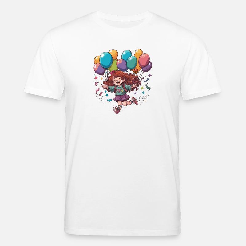 Fröhliches Mädchen mit Ballons - Stanley/Stella Unisex Bio-T-Shirt CREATOR  - Weiß