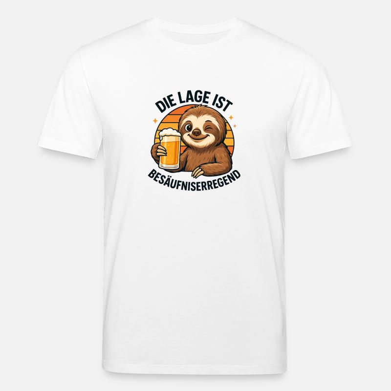 Sloth mit Bier: Besäufniserregende Lage Faultier - Stanley/Stella Unisex Bio-T-Shirt CREATOR  - Weiß