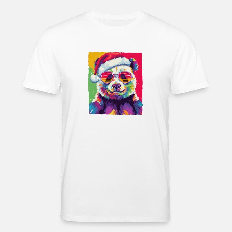 Portrait de Noël du panda - T-shirt bio CREATOR Stanley/Stella Unisexe - blanc